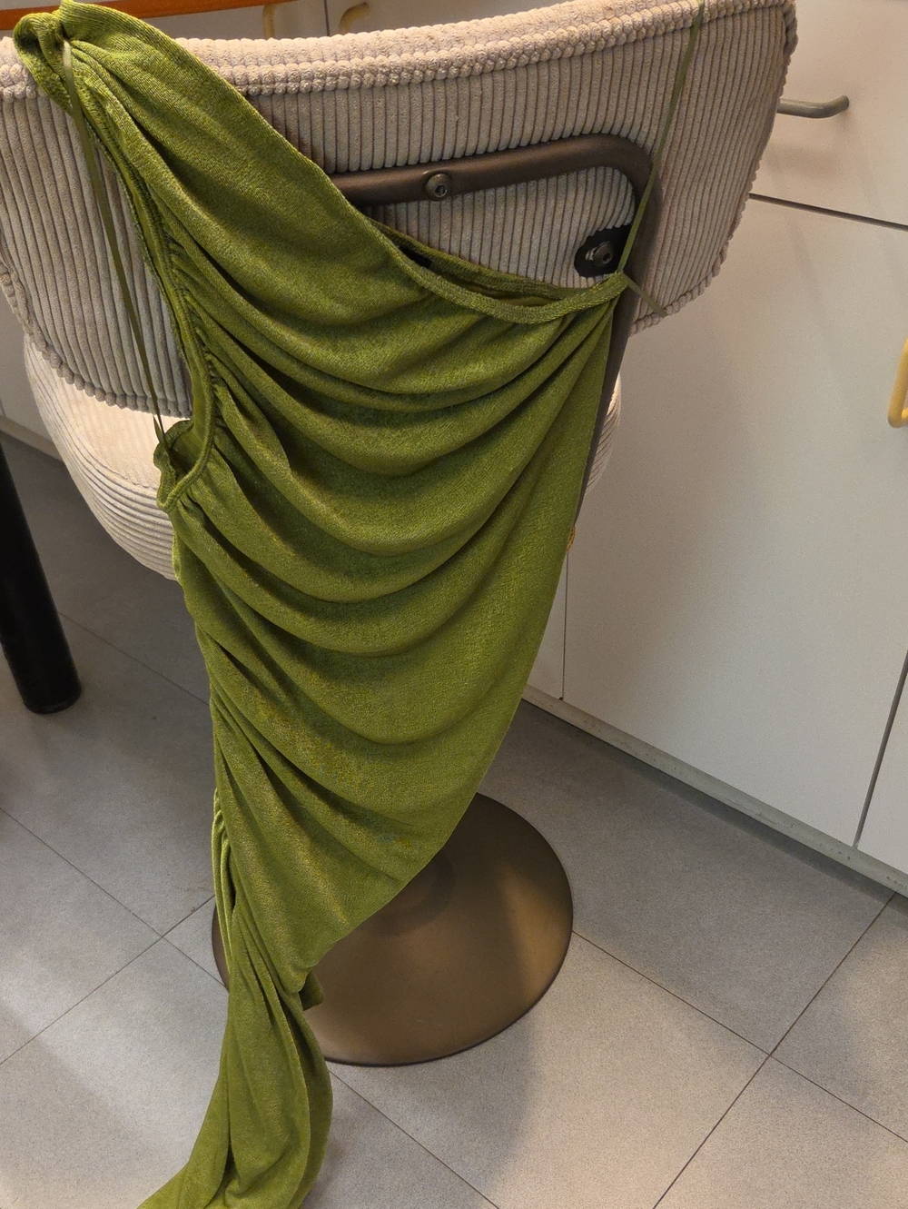 Lioness Olive-Green Asymmetrical Draped Skirt